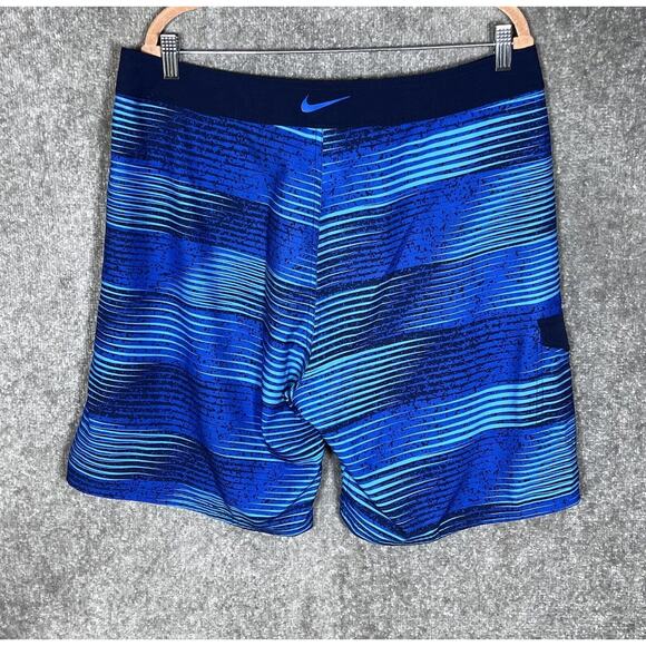 Nike Board Shorts‎ Mens Size 36 Blue Striped Pocket Stretch - Picture 2 of 10
